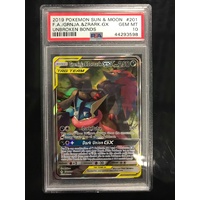 POKEMON CARD PSA 10 GRENINJA ZOROARK GX FULL ART 201 UNBROKEN BONDS