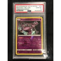 POKEMON CARD PSA 10 MEWTWO REVERSE HOLO UNBROKEN BONDS 75