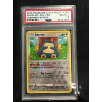 POKEMON CARD PSA 10 SNORLAX REVERSE HOLO UNBROKEN BONDS 158