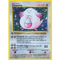 Chansey 3/102 Base Set 1st Edition Shadowless Holo Rare Pokemon Card NEAR MINT TCG