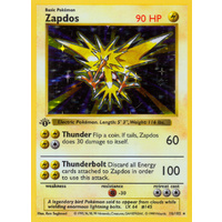 Zapdos 16/102 Base Set 1st Edition Shadowless Holo Rare Pokemon Card NEAR MINT TCG