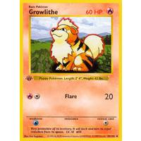 Growlithe 28/102 Base Set 1st Edition Shadowless Uncommon Pokemon Card NEAR MINT TCG