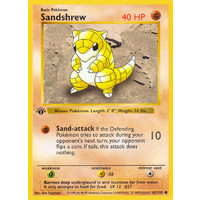 Sandshrew 62/102 Base Set 1st Edition Shadowless Common Pokemon Card NEAR MINT TCG