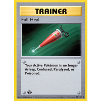Full Heal 82/102 Base Set 1st Edition Shadowless Uncommon Trainer Pokemon Card NEAR MINT TCG