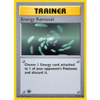 Energy Removal 92/102 Base Set 1st Edition Shadowless Common Trainer Pokemon Card NEAR MINT TCG