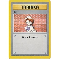 Bill 91/102 Base Set Shadowless Common Trainer Pokemon Card NEAR MINT TCG