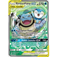Blastoise & Piplup GX 215/236 SM Cosmic Eclipse Holo Ultra Rare Full Art Pokemon Card NEAR MINT TCG