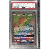 PSA 10 GEM MINT Rayquaza GX 177 Full Art Hyper Rare Celestial Storm Pokemon Card