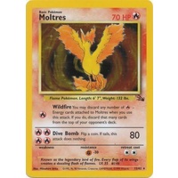 MODERATELY PLAYED Moltres 12/62 Fossil Set Unlimited Holo Rare Pokemon Card TCG