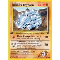 Blaine's Rhyhorn 65/132 Gym Challenge 1st Edition Common Pokemon Card NEAR MINT TCG