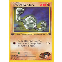 Brock's Geodude 68/132 Gym Challenge 1st Edition Common Pokemon Card NEAR MINT TCG