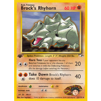 Brock's Rhyhorn 22/132 Gym Heroes 1st Edition Rare Pokemon Card NEAR MINT TCG