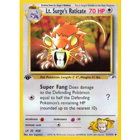 Lt. Surge's Raticate 51/132 Gym Heroes 1st Edition Uncommon Pokemon Card NEAR MINT TCG