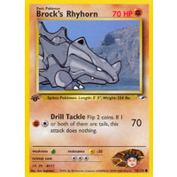 Brock's Rhyhorn 70/132 Gym Heroes 1st Edition Common Pokemon Card NEAR MINT TCG