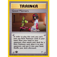 Good Manners 111/132 Gym Heroes 1st Edition Uncommon Trainer Pokemon Card NEAR MINT TCG