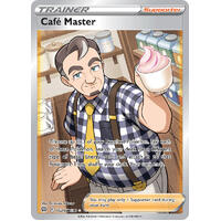 Café Master 25/30 SWSH Brilliant Stars Trainer Gallery Full Art Holo Ultra Rare Pokemon Card NEAR MINT TCG