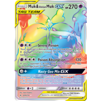 Muk & Alolan Muk GX 220/214 SM Unbroken Bonds Holo Hyper Rainbow Rare Full Art Pokemon Card NEAR MINT TCG