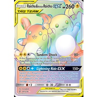 Raichu & Alolan Raichu GX 241/236 SM Unified Minds Holo Full Art Secret Hyper Rainbow Rare Pokemon Card NEAR MINT TCG
