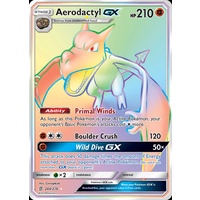 Aerodactyl GX 244/236 SM Unified Minds Holo Full Art Secret Hyper Rainbow Rare Pokemon Card NEAR MINT TCG