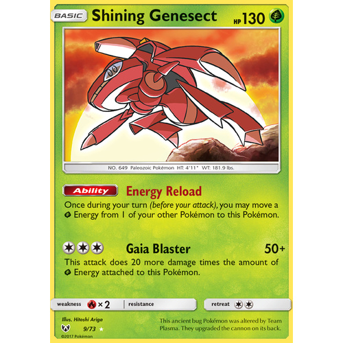 Shining Genesect 9/73 SM Shining Legends Rare Holo Pokemon Card NEAR MINT TCG