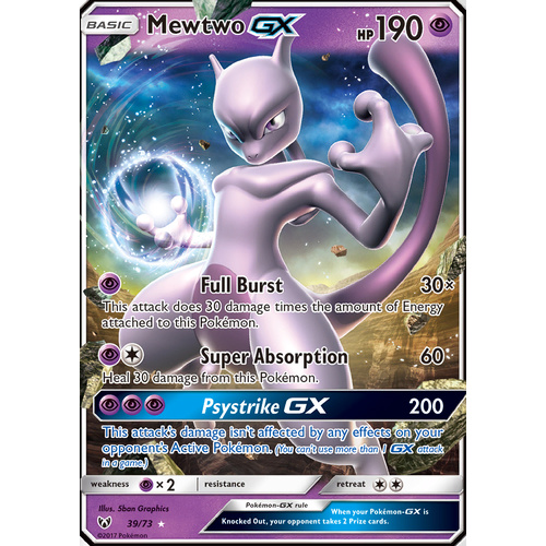 Mewtwo GX 39/73 SM Shining Legends Ultra Rare Holo Pokemon Card NEAR MINT TCG