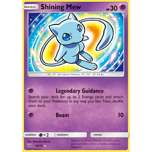 Shining Mew 40/73 SM Shining Legends Rare Holo Pokemon Card NEAR MINT TCG