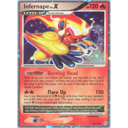 Infernape LV.X 121/130 DP Base Set Holo Ultra Rare Pokemon Card NEAR MINT TCG [Card Condition: Lightly Played]