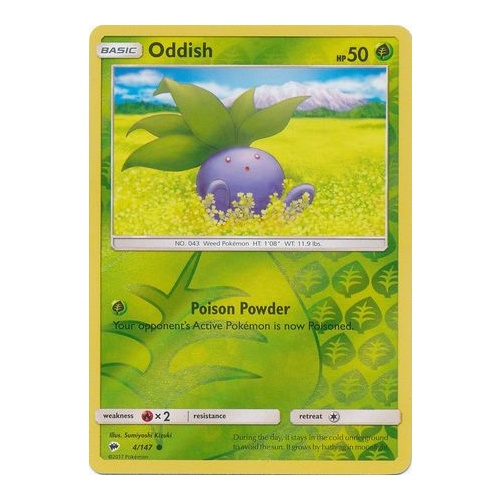 Burning Shadows Rev Holo Pokemon ODDISH 4//147 MINT!