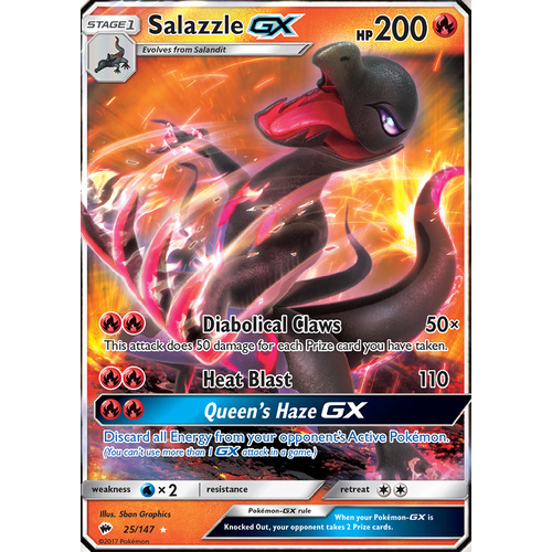 Salazzle GX 25/147 SM Burning Shadows Ultra Rare Holo Pokemon Card NEAR MINT TCG
