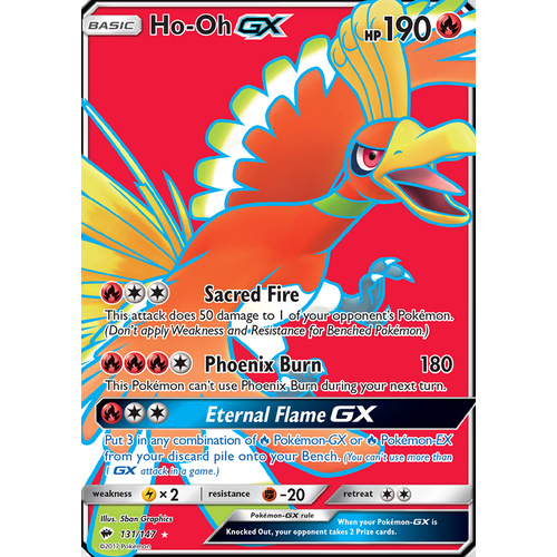 Ho-Oh GX 131/147 SM Burning Shadows Ultra Rare Full Art Holo Pokemon Card NEAR MINT TCG