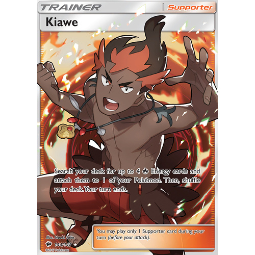 Kiawe 144/147 SM Burning Shadows Ultra Rare Full Art Holo Pokemon Card NEAR MINT TCG