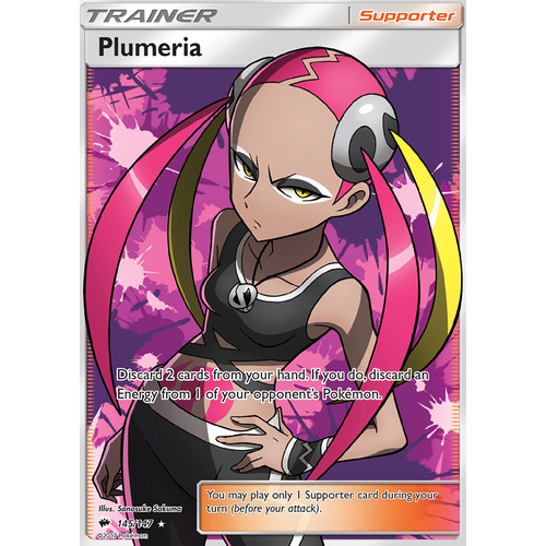 Plumeria 145/147 SM Burning Shadows Ultra Rare Full Art Holo Pokemon Card NEAR MINT TCG