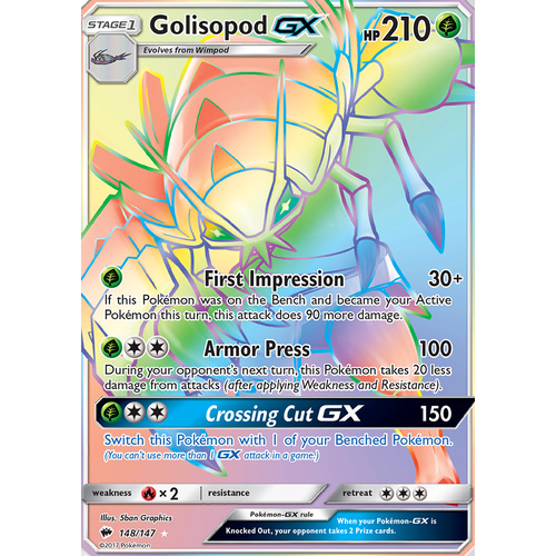 Golisopod GX 148/147 SM Burning Shadows Hyper Rare Full Art Holo Pokemon Card NEAR MINT TCG