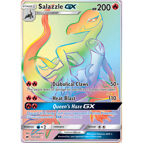 Salazzle GX 151/147 SM Burning Shadows Hyper Rare Full Art Holo Pokemon Card NEAR MINT TCG