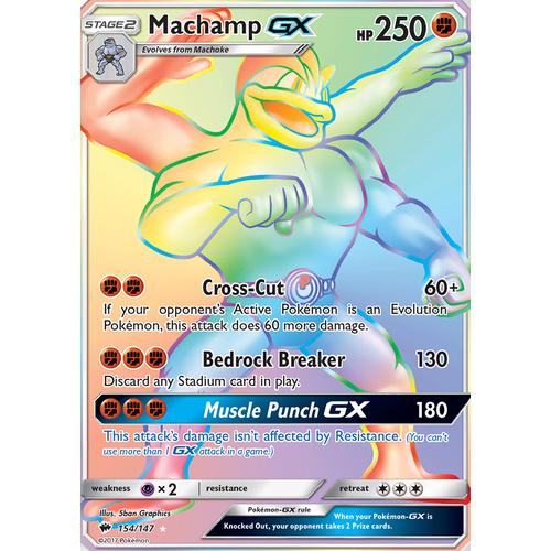 Machamp GX 154/147 SM Burning Shadows Hyper Rare Full Art Holo Pokemon Card NEAR MINT TCG