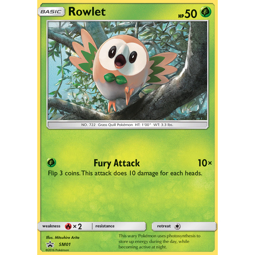 Rowlet SM01 Black Star Promo Pokemon Card NEAR MINT TCG