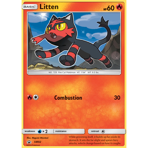 Litten SM02 Black Star Promo Pokemon Card NEAR MINT TCG