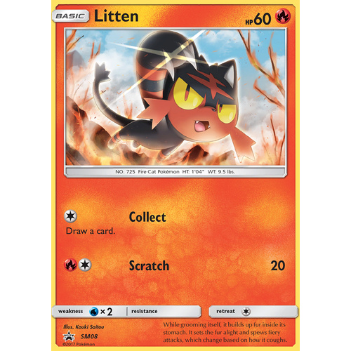 Litten SM08 Black Star Promo Pokemon Card NEAR MINT TCG