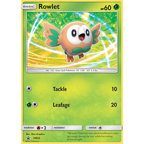 Rowlet SM22 Black Star Promo Pokemon Card NEAR MINT TCG