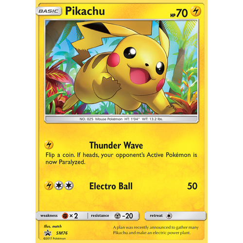 Pikachu SM76 Black Star Promo Pokemon Card NEAR MINT TCG