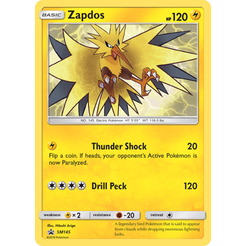 Zapdos SM145 Black Star Promo Pokemon Card NEAR MINT TCG
