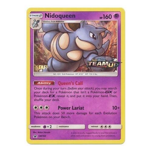 STAFF Nidoqueen SM160 Black Star Promo Pokemon Card NEAR MINT TCG