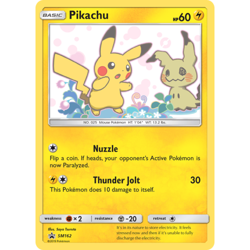 Pikachu SM162 Black Star Promo Pokemon Card NEAR MINT TCG