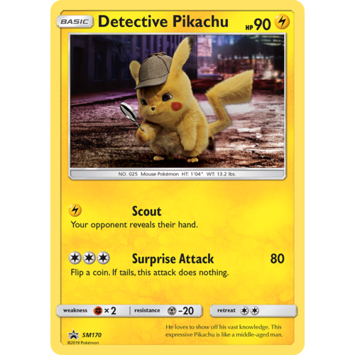 Detective Pikachu SM170 Black Star Promo Pokemon Card NEAR MINT TCG