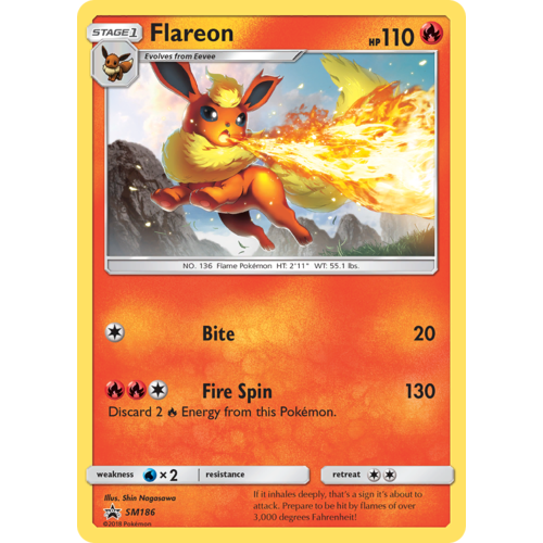 Flareon SM186 Black Star Promo Pokemon Card NEAR MINT TCG