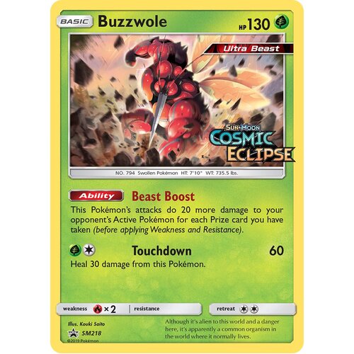 Buzzwole SM218 Black Star Promo Pokemon Card NEAR MINT TCG