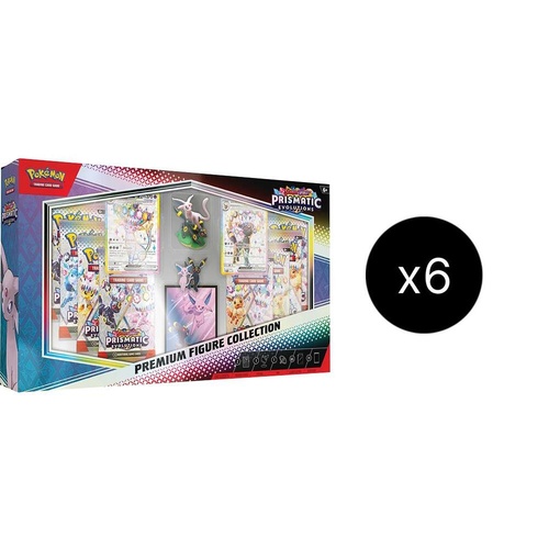 SEALED CASE 6x Pokemon Prismatic Evolutions Premium Figure Collection Box BRAND NEW AND SEALED