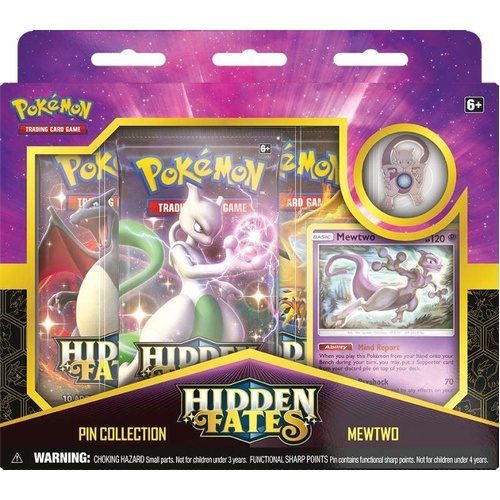 Pokemon SM Hidden Fates MEWTWO Pin Collection Box BRAND NEW AND SEALED