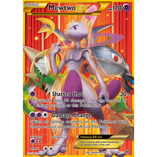 Mewtwo EX 164/162 XY Breakthrough Secret Rare Full Art Holo Pokemon Card MINT