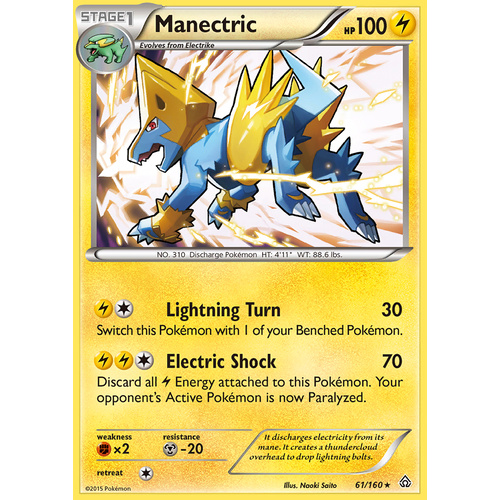 Manectric 61/160 XY Primal Clash Rare Holo Pokemon Card NEAR MINT TCG